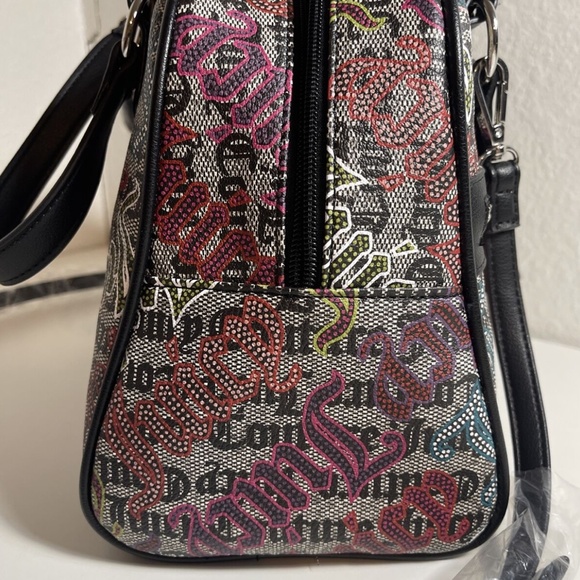 NEW Juicy Couture Black Beige Multi Lock N Chain Satchel Handbag Purse - Picture 8 of 14